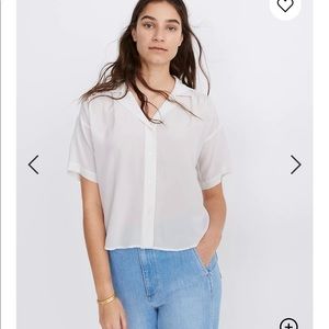 Madewell cream silk camp shirt